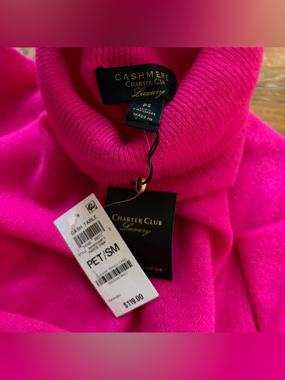 Charter Club Luxury
Cashmere Turtleneck Fuchsia Fierce Pink SP NWT - Picture 3 of 13